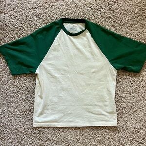 Kuwalla Contrast Raglan Tee White/Green Baseball Tee Size S